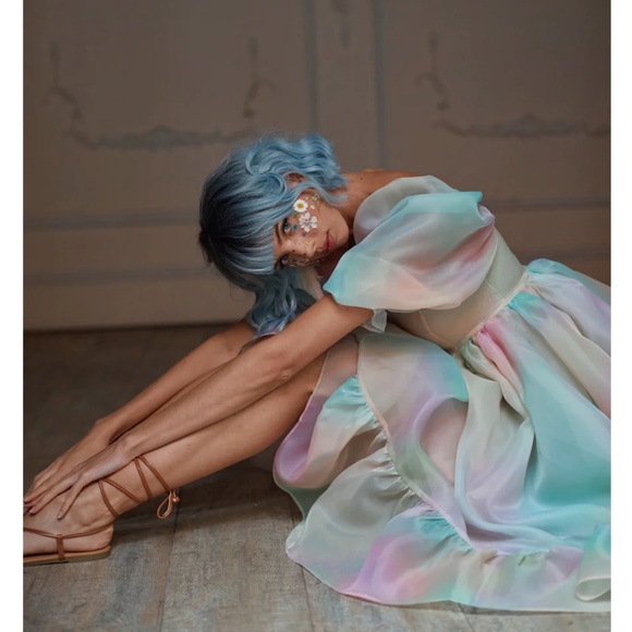 BEST Selkie The Rainbow French Puff Midi Dress - Picture 2 of 16